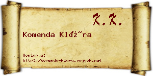 Komenda Klára névjegykártya