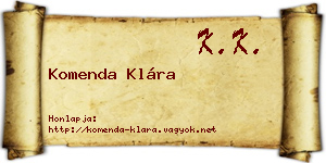 Komenda Klára névjegykártya